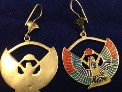 IMG 05671 scaled Sterling Silver Enamel Egyptian Revival Earrings