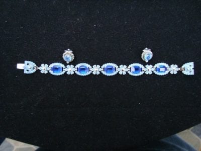 chromebluebracelet 1930s Chrome Blue Bracelet and Earrings