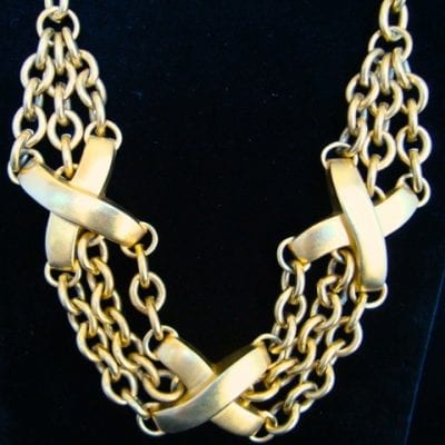 Vintage 1980s Erwin Pearl Chunky Brushed Gold Chain Link Runway