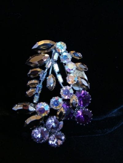 purpleaurorabrooch2 1950s Purple and Aurora Borealis Brooch