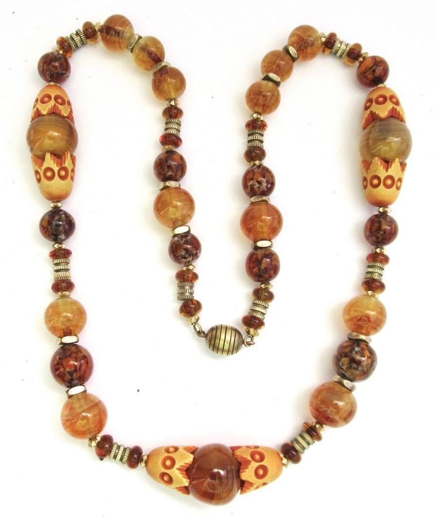 Louis Rousselet Hemitite and Copper Glass Necklace. For Sale at