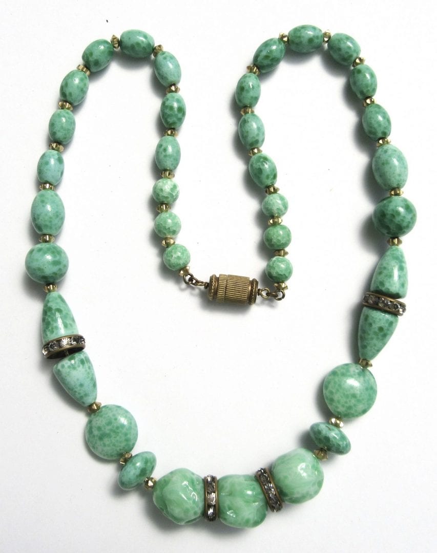 Vintage 1930s Czech Peking Green Necklace - Jewels Past | Vintage ...