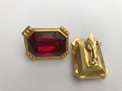 Trifari 1980s Red Earrings