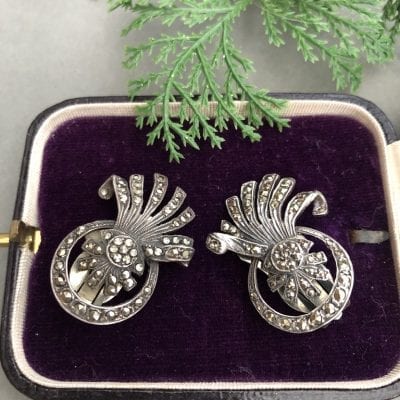 1930s Marcasite Clip on Earrings