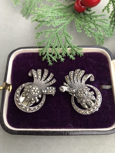 1930s Marcasite Clip on Earrings