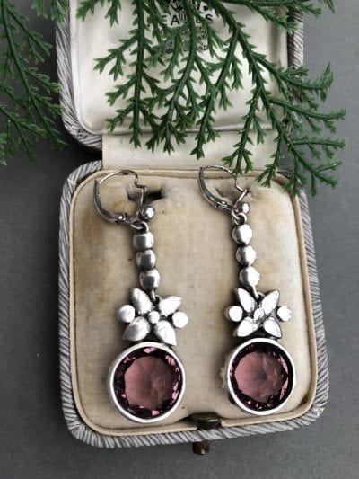 Georgian Amethyst Silver Earrings