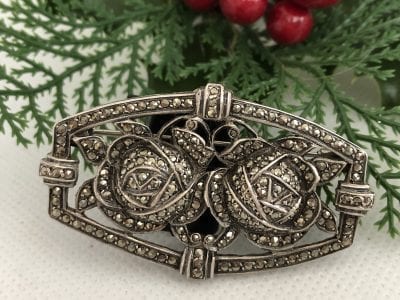 1920s Silver Marcasite Brooch