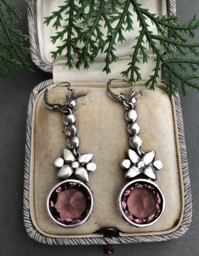 Georgian Amethyst Silver Earrings