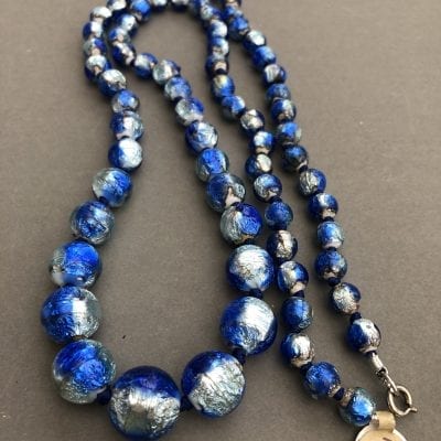 1920s Czech Foil Blue Beads