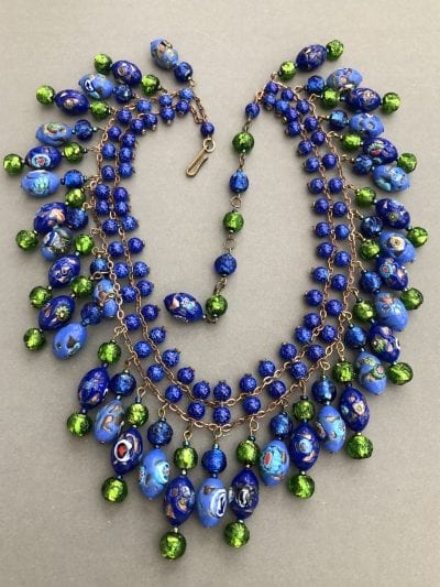 1940s Millefiori Fringe Necklace