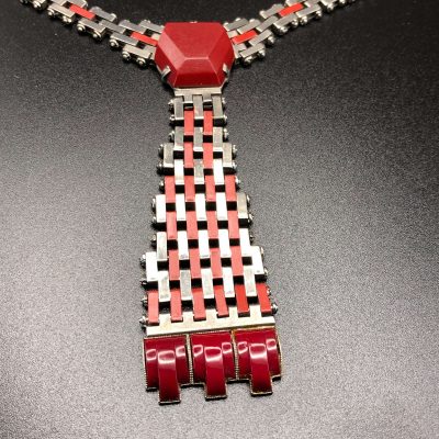 0761381D 1001 407A AAF8 51D98985AED7 scaled 1930s Jakob Bengel Brickwork and Red Bakelite Necklace