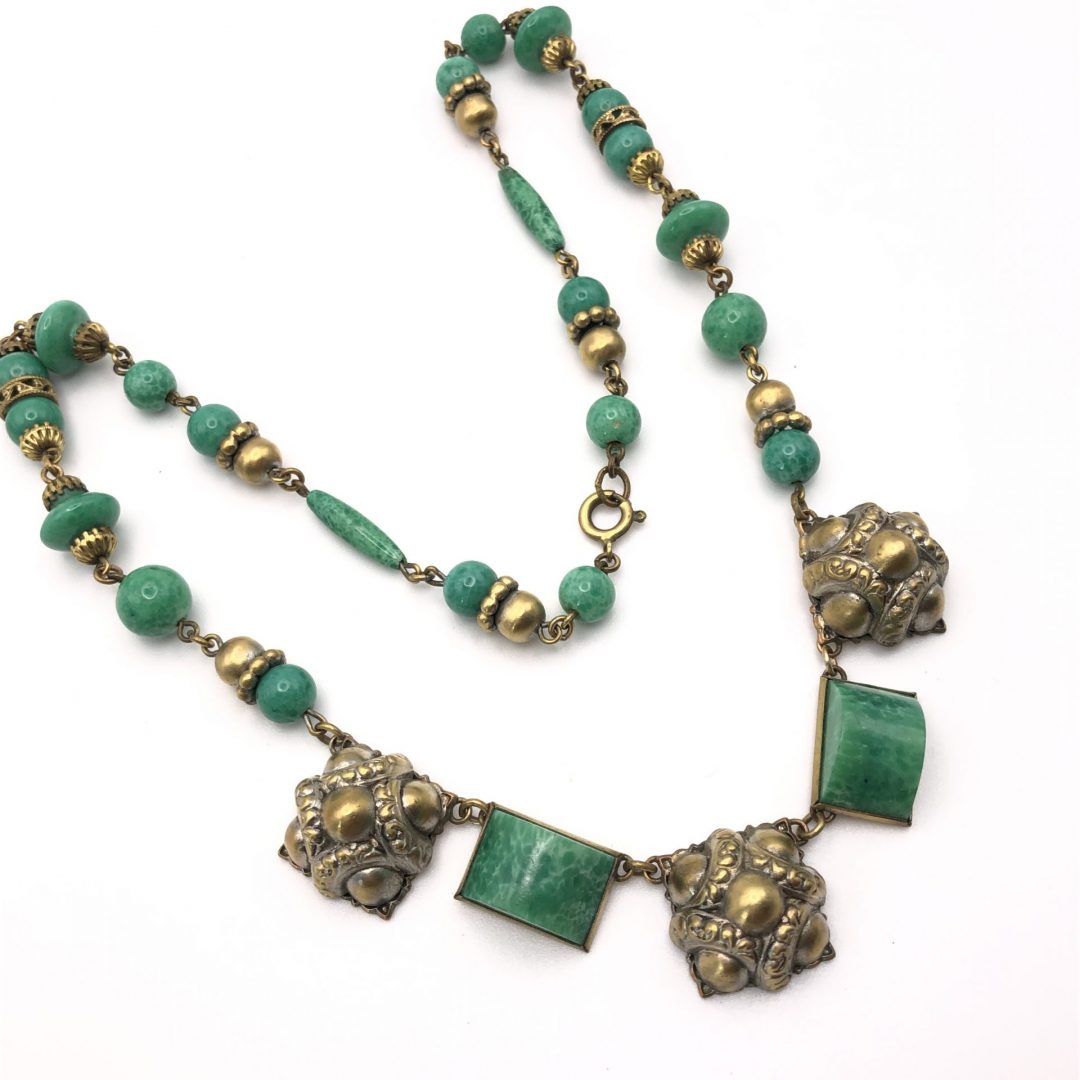 Vintage 1920s Neiger Green Panel and beaded Necklace - Jewels Past ...