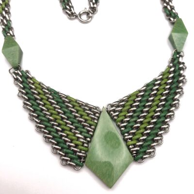 Jacob Bengel Brickwork (Mauerwerk) Green Bakelite Necklace