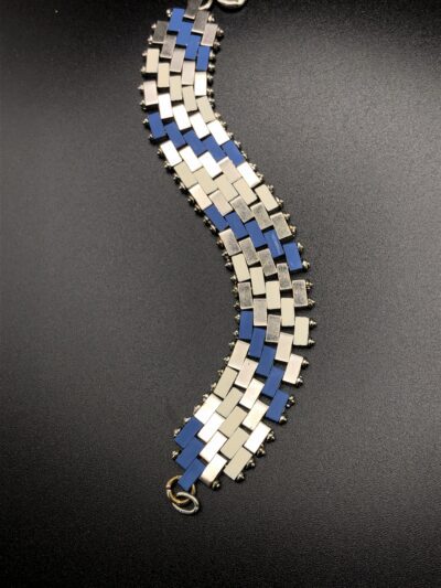 Vintage Jakob Bengel Brickwork (Mauerwerk) Blue and Cream Bracelet