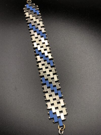 Vintage Jakob Bengel Brickwork (Mauerwerk) Blue and Cream Bracelet