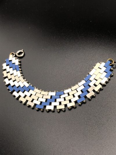 Vintage Jacob Bengel Brickwork (Mauerwerk) Blue and Cream Bracelet