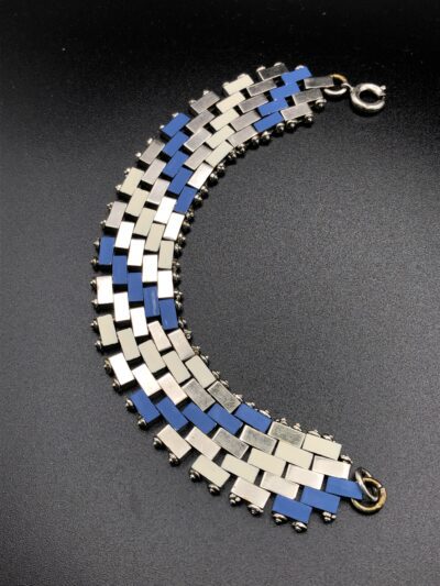 Vintage Jakob Bengel Brickwork (Mauerwerk) Blue and Cream Bracelet