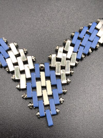 Vintage Jakob Bengel Brickwork (Mauerwerk) Blue and Cream Necklace