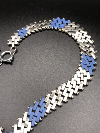 Vintage Jakob Bengel Brickwork (Mauerwerk) Blue and Cream Necklace