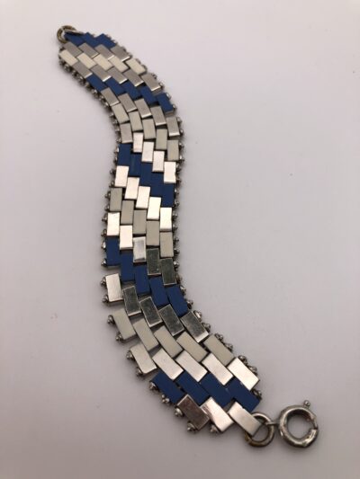 Vintage Jacob Bengel Brickwork (Mauerwerk) Blue and Cream Bracelet