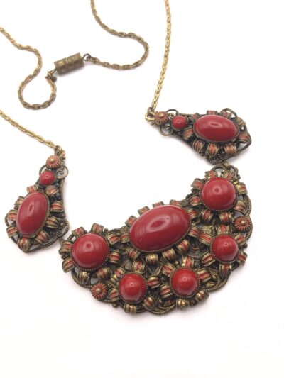 Vintage 1920s Neiger Red Panel Necklace