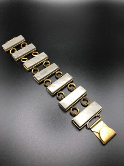 Vintage Jakob Bengel Panel Link Grey Galalith Bracelet